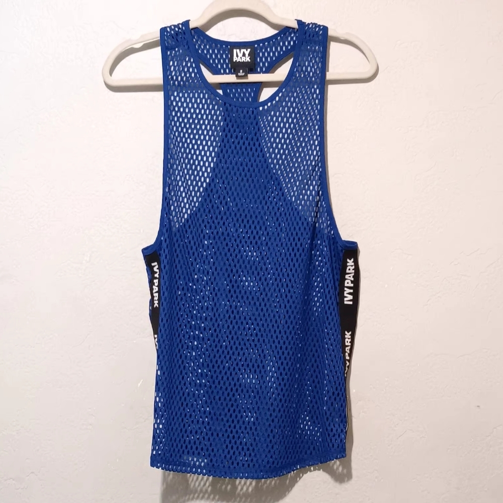 IVY PARK Women Tank Top Mesh‎ Racerback  Royal Blue SzS Logo Athletic